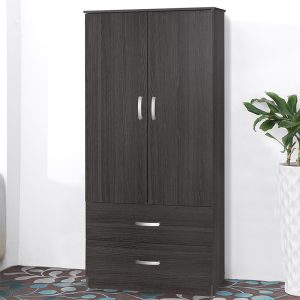 249 000009 2 12 Wardrobe Zelia pakoworld with 2 doors and drawers in wenge color 79x42x180cmIndoor furniture > Wardrobes