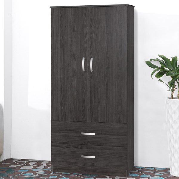 249 000009 2 12 Wardrobe Zelia pakoworld with 2 doors and drawers in wenge color 79x42x180cmIndoor furniture > Wardrobes
