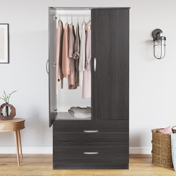 249 000009 3 12 Wardrobe Zelia pakoworld with 2 doors and drawers in wenge color 79x42x180cmIndoor furniture > Wardrobes