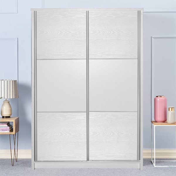 249 000019 2 5 Wardrobe with 2 sliding doors Chase pakoworld in white colour 152.5x56.5x185cmIndoor furniture > Wardrobes