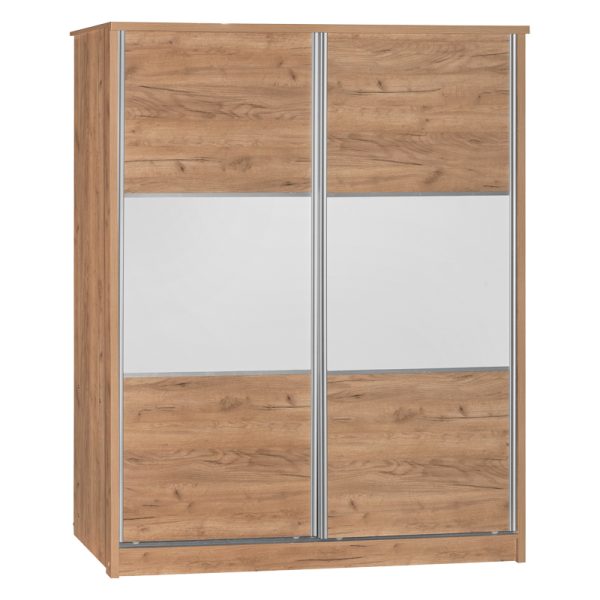 249 000020 12 Wardrobe with 2 sliding doors Chase pakoworld in oak colour 152.5x56.5x185cmIndoor furniture > Wardrobes