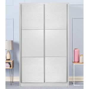 249 000022 2 9 Wardrobe with 2 sliding doors Griffin pakoworld in white colour 121x56.5x180.5cmIndoor furniture > Wardrobes