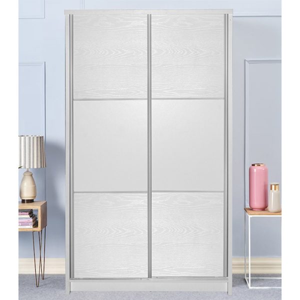 249 000022 2 9 Wardrobe with 2 sliding doors Griffin pakoworld in white colour 121x56.5x180.5cmIndoor furniture > Wardrobes