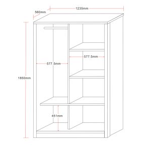 249 000022 3 9 Wardrobe with 2 sliding doors Griffin pakoworld in white colour 121x56.5x180.5cmIndoor furniture > Wardrobes