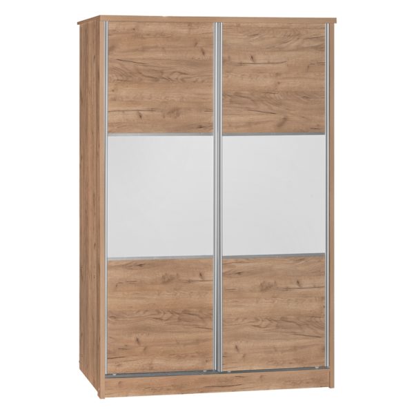 249 000023 9 Wardrobe with 2 sliding doors Griffin pakoworld in oak colour 121x56.5x180.5cmIndoor furniture > Wardrobes