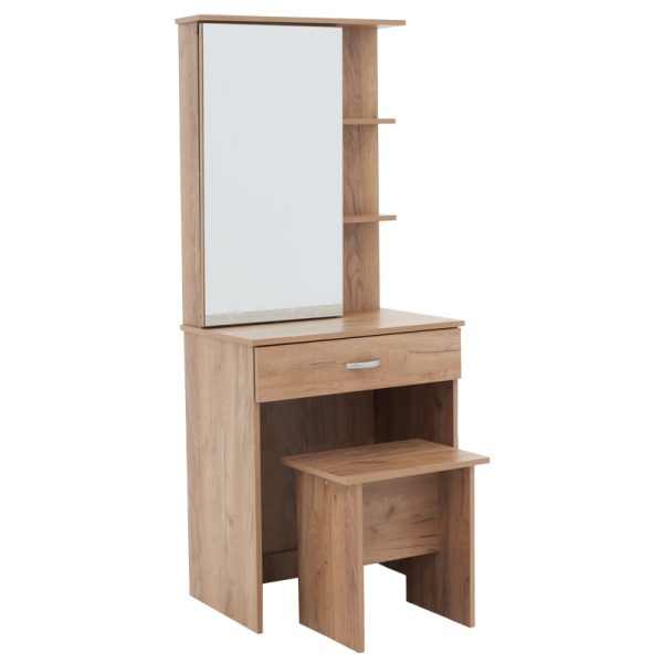 249 000026 11 Dressing table with mirror Zelia pakoworld in oak colour 60x40.5x151cmIndoor furniture > Drawers-consoles