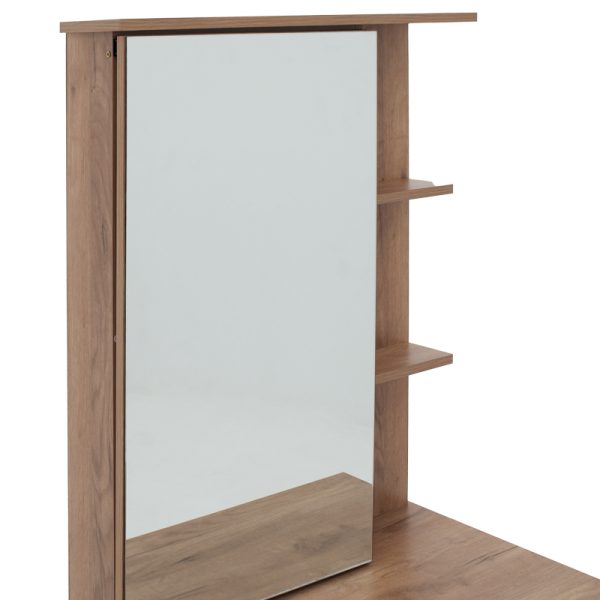 249 000026 2 8 Dressing table with mirror Zelia pakoworld in oak colour 60x40.5x151cmIndoor furniture > Drawers-consoles