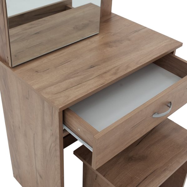 249 000026 3 8 Dressing table with mirror Zelia pakoworld in oak colour 60x40.5x151cmIndoor furniture > Drawers-consoles