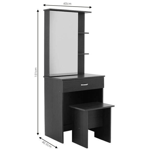 249 000026 4 8 Dressing table with mirror Zelia pakoworld in oak colour 60x40.5x151cmIndoor furniture > Drawers-consoles