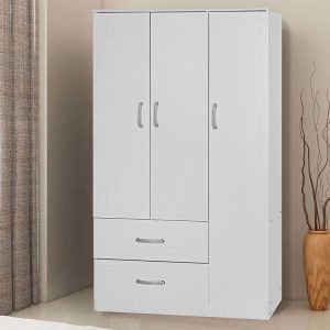 249 000028 2 13 Wardrobe Zelia pakoworld with 2 doors and drawers in white color 90x42x180cmIndoor furniture > Wardrobes