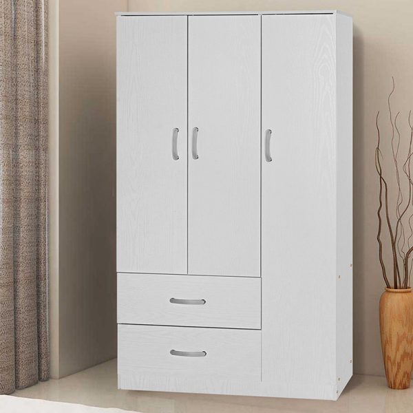 249 000028 2 13 Wardrobe Zelia pakoworld with 2 doors and drawers in white color 90x42x180cmIndoor furniture > Wardrobes