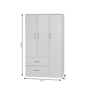249 000028 3 13 Wardrobe Zelia pakoworld with 2 doors and drawers in white color 90x42x180cmIndoor furniture > Wardrobes