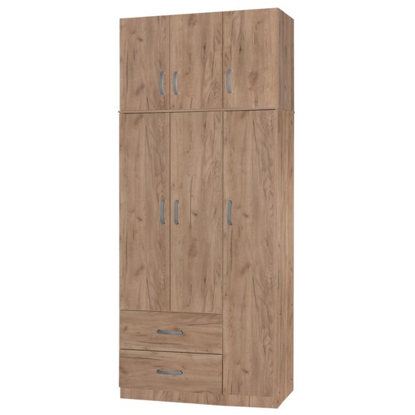 249 000048 8 3 door wardrope and cabinet Zelia pakoworld natural 90x42x240cmIndoor furniture > Wardrobes