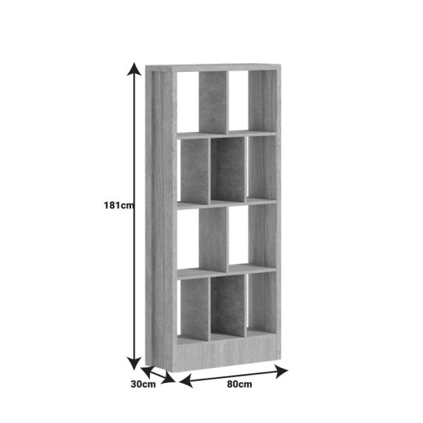 249 000049 4 4 Bookcase Dividre pakoworld sonoma oak melamine 80x30x181cmIndoor furniture > Bookshelves