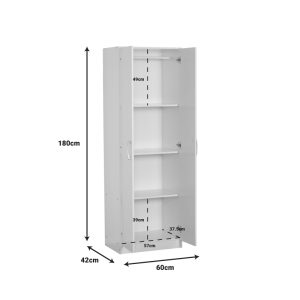 249 000056 3 15 2 doors wardrobe Jonar pakoworld white color melamine 60x42x180cmIndoor furniture > Wardrobes
