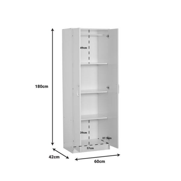 249 000056 3 15 2 doors wardrobe Jonar pakoworld white color melamine 60x42x180cmIndoor furniture > Wardrobes