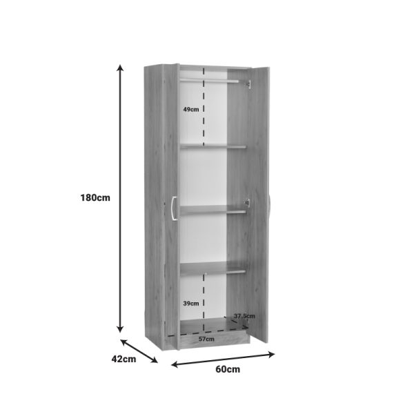 249 000057 3 11 2 doors wardrobe Jonar pakoworld oak melamine 60x42x180cmIndoor furniture > Wardrobes