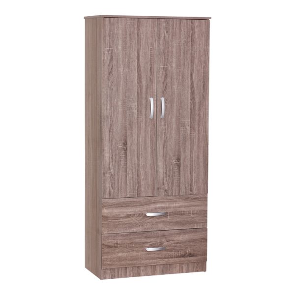 249 000058 13 Zelia pakoworld two-leaf wardrobe with 2 drawers walnut color 79x42x180cmIndoor furniture > Wardrobes