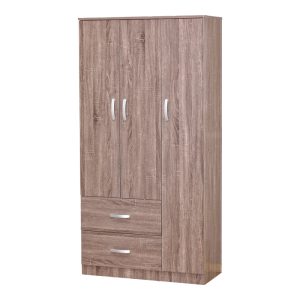 249 000059 10 Wardrobe Zelia pakoworld with 2 doors and drawers in walnut color 90x42x180cmIndoor furniture > Wardrobes