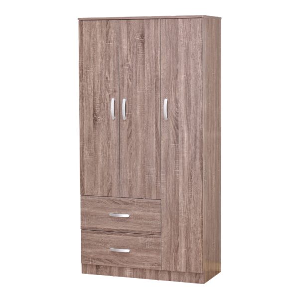 249 000059 10 Wardrobe Zelia pakoworld with 2 doors and drawers in walnut color 90x42x180cmIndoor furniture > Wardrobes