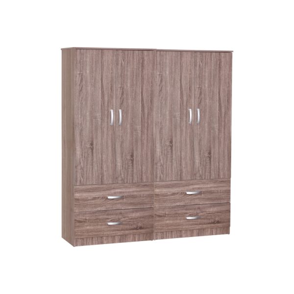 249 000060 13 Zelia I pakoworld four-leaf wardrobe with 4 drawers walnut color 158x42x180cmIndoor furniture > Wardrobes