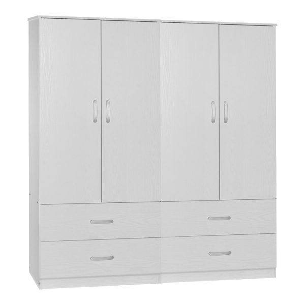 249 000061 14 Zelia A pakoworld four-leaf wardrobe with 4 drawers color white 158x42x180cmIndoor furniture > Wardrobes