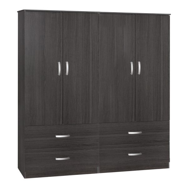 249 000065 11 Zelia C pakoworld four-leaf wardrobe with 4 drawers wenge color 158x42x180cmIndoor furniture > Wardrobes