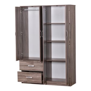 249 000069 2 7 Zelia pakoworld four-leaf wardrobe with 2 drawers in sonoma-oak shade 120x42x180cmIndoor furniture > Wardrobes