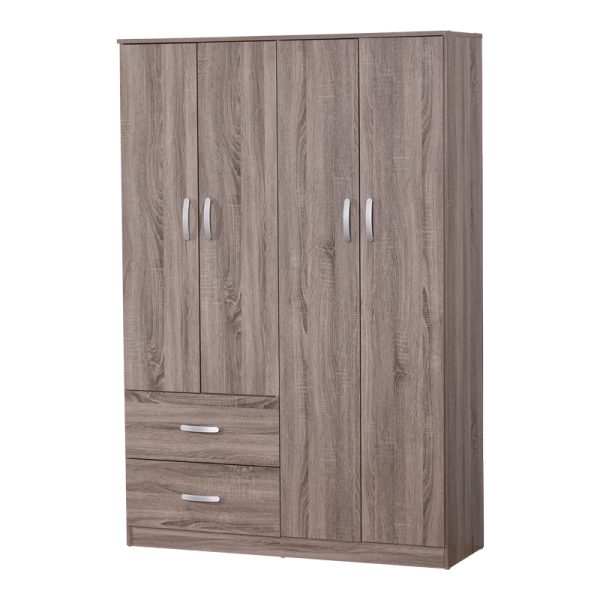 249 000069 9 Zelia pakoworld four-leaf wardrobe with 2 drawers in sonoma-oak shade 120x42x180cmIndoor furniture > Wardrobes