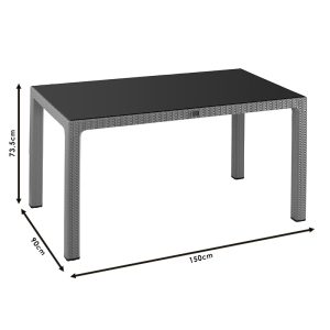 253 000029 2 6 Table Explore pakoworld with UV protection PP color brown 150x90x73.5cmOutdoor furniture > Garden dining sets