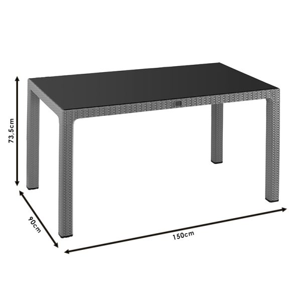 253 000029 2 6 Table Explore pakoworld with UV protection PP color brown 150x90x73.5cmOutdoor furniture > Garden dining sets