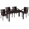 253 000051 5 Dining table Naoki-Kliton II set of 7 pakoworld anthracite aluminum and pe rattan in black shade 150x80x74cmOutdoor furniture > Garden food table