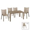 253 000064 6 Dining table Watson-Obbi set of 3 pakoworld pe gray-metal anthracite gray 70x70x70cmOutdoor furniture > Garden food table