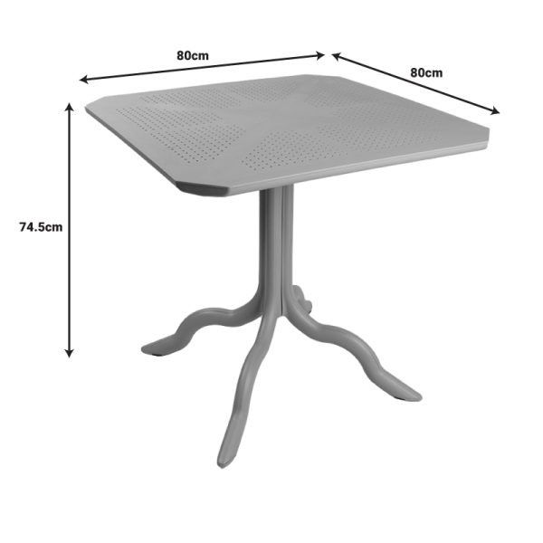 253 000118 3 4 Icon pakoworld PP table in white color 80x80x74.5cmOutdoor furniture > Garden dining sets