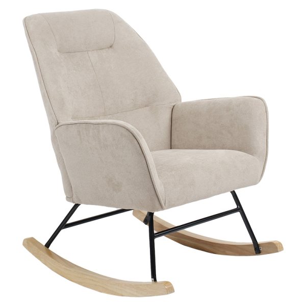 255 000015 13 Rocking Armchair Exultant pakoworld fabric cream-natural 75x68x95cmIndoor furniture > Living room armchairs