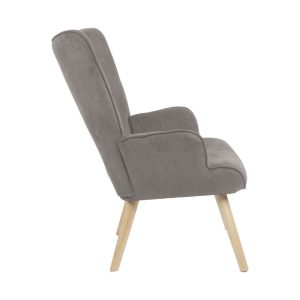 255 000019 2 4 Armchair Fluffy pakoworld fabric grey-natural rubberwood leg 75x69x96cmIndoor furniture > Living room armchairs