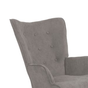 255 000019 4 4 Armchair Fluffy pakoworld fabric grey-natural rubberwood leg 75x69x96cmIndoor furniture > Living room armchairs