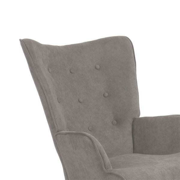 255 000019 4 4 Armchair Fluffy pakoworld fabric grey-natural rubberwood leg 75x69x96cmIndoor furniture > Living room armchairs
