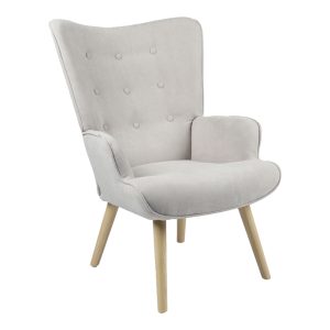 255 000020 10 Armchair Fluffy pakoworld fabric light grey-natural leg 75x69x96cmIndoor furniture > Living room armchairs
