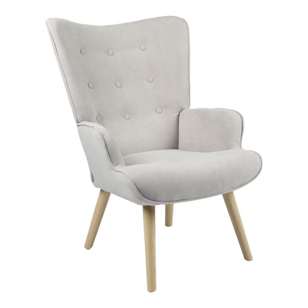 255 000020 10 Armchair Fluffy pakoworld fabric light grey-natural leg 75x69x96cmIndoor furniture > Living room armchairs