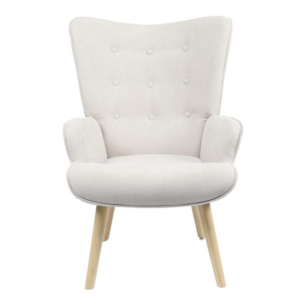 255 000020 2 7 Armchair Fluffy pakoworld fabric light grey-natural leg 75x69x96cmIndoor furniture > Living room armchairs