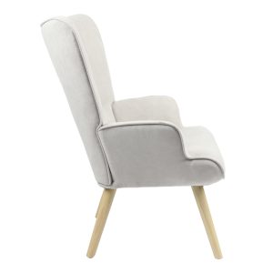255 000020 3 7 Armchair Fluffy pakoworld fabric light grey-natural leg 75x69x96cmIndoor furniture > Living room armchairs