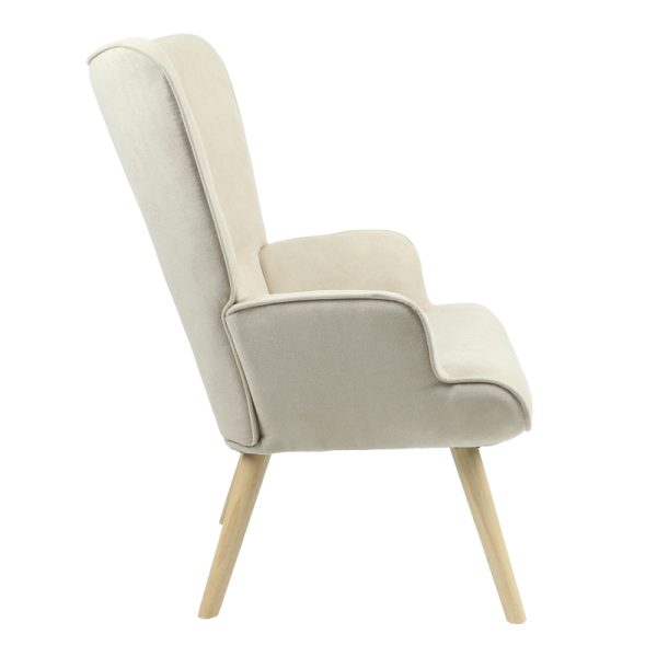 255 000022 3 8 Armchair Fluffy pakoworld beige fabric-natural leg 75x69x96cmIndoor furniture > Living room armchairs