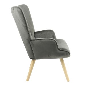 255 000023 3 12 Armchair Fluffy pakoworld velvet fabric dark grey-natural leg 75x69x96cmIndoor furniture > Living room armchairs