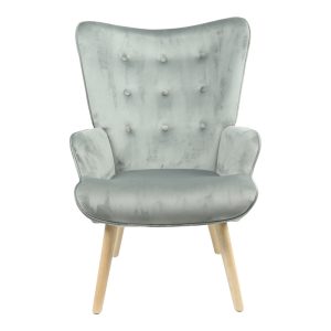 255 000025 2 10 Armchair Fluffy pakoworld velvet fabric grey-natural leg 75x69x96cmIndoor furniture > Living room armchairs