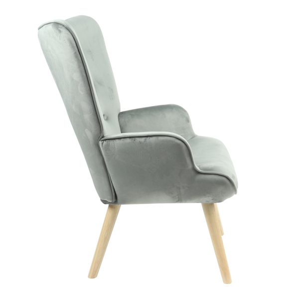255 000025 3 10 Armchair Fluffy pakoworld velvet fabric grey-natural leg 75x69x96cmIndoor furniture > Living room armchairs