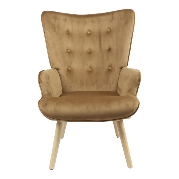 255 000026 2 Armchair Fluffy pakoworld velvet fabric taupe-natural leg 75x69x96cmIndoor furniture > Living room armchairs