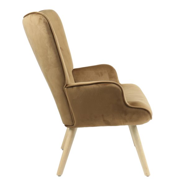 255 000026 3 Armchair Fluffy pakoworld velvet fabric taupe-natural leg 75x69x96cmIndoor furniture > Living room armchairs