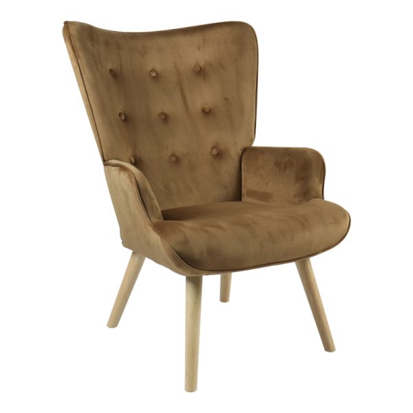 255 000026 Armchair Fluffy pakoworld velvet fabric taupe-natural leg 75x69x96cmIndoor furniture > Living room armchairs