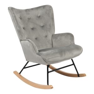 255 000029 17 Rocking armchair Georgia pakoworld velvet fabric grey-natural 75x71x95cmIndoor furniture > Living room armchairs